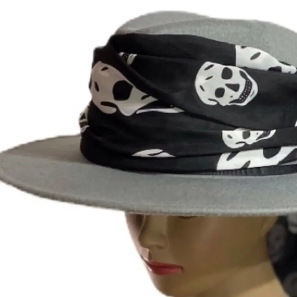 White Black Skulls Lightweight Long Scarf Neck Wrap, HeadScarf